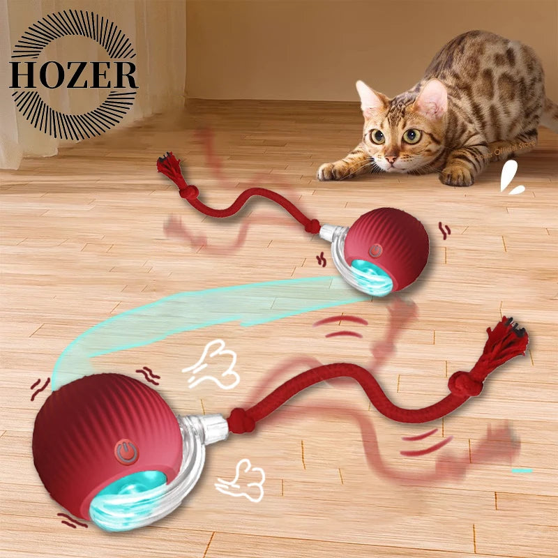 Automatic Rolling Cat Toy - Rechargeable Smart Ball with Faux Tail