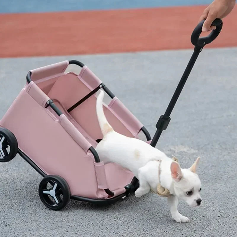 4-Wheel Folding Pet Stroller - Lightweight and 360° Rotating Trolley for Small Pets