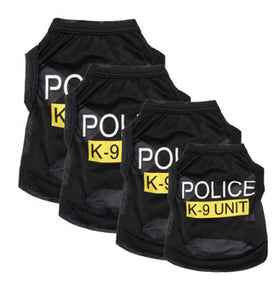 Police Suit Cosplay Dog Clothes - Black Elastic Vest & T-Shirt for Dogs & Cats