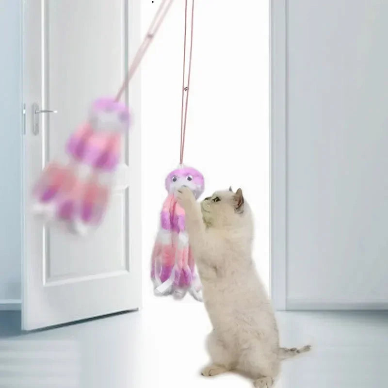 Hanging Elastic Cat Toy - Cartoon Stick & Door Rope for Play and Boredom Relief