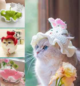 Knitted_Cat_Hat costume cute white 