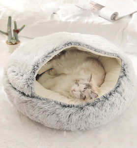 Round plush cat bed super soft