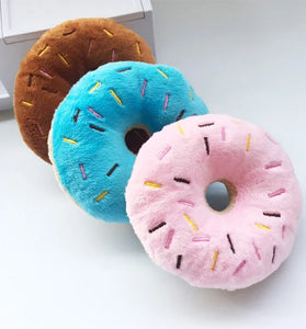 Soft Dog Donut Plush Toy - Interactive Chew & Squeaker for Small to Medium Dogs