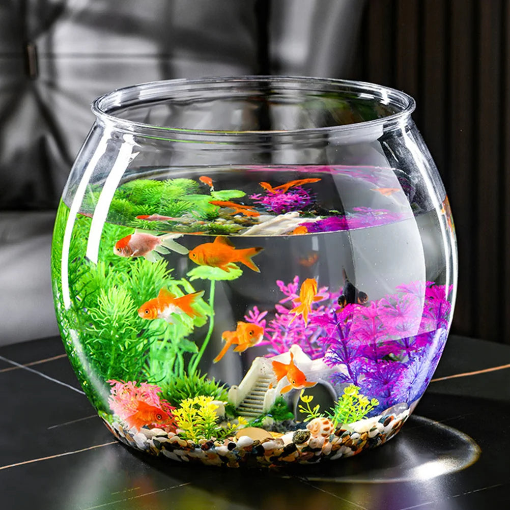 Unbreakable Plastic Round Fish Bowl - Clear Aquarium Globe & Hydroponic Planter for Goldfish