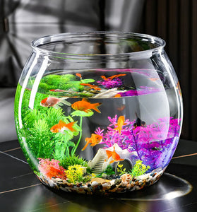 Unbreakable Plastic Round Fish Bowl - Clear Aquarium Globe & Hydroponic Planter for Goldfish
