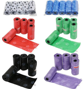 5-Pack Biodegradable Pet Poop Bags – Printed Disposable Dog Waste Bags
