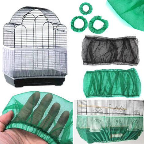 Seed Guard Nylon Mesh Bird Cage Cover – Soft, Easy-Cleaning with Airy Fabric for Parrots