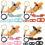 3-Piece Adjustable Bearded Dragon Leash with Bat Wings - Lizard Harness