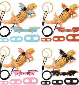 3-Piece Adjustable Bearded Dragon Leash with Bat Wings - Lizard Harness