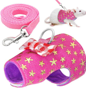 Small Pet Bowtie Harness and Leash Set for Hamster, Rabbit, Guinea Pig, and Ferret