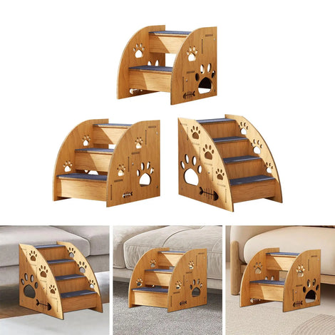 Wooden Pet Stairs Ramp – Portable Ladder for Older Dogs & Small Pets