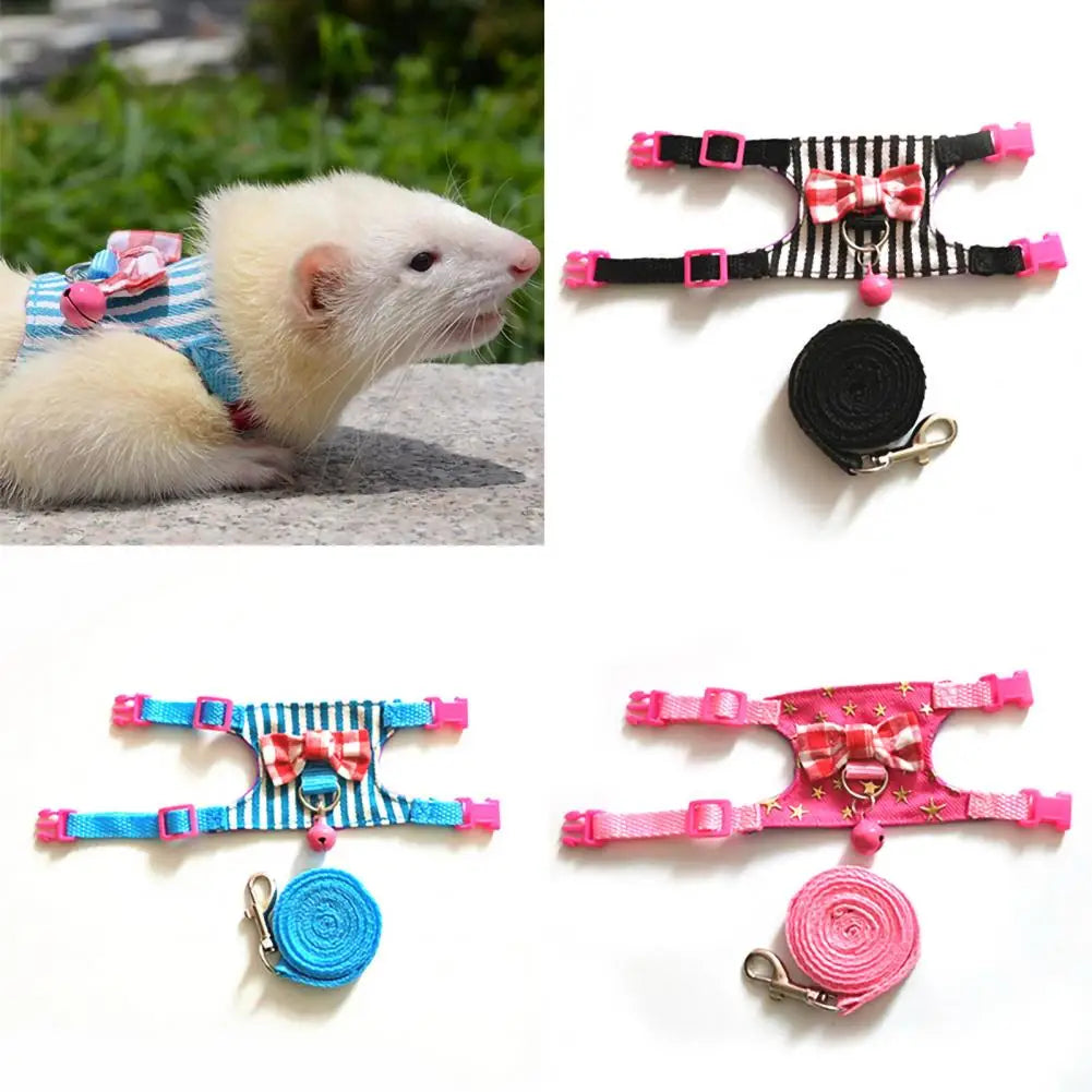 Stripe Pet Chest Strap Harness and Leash Set for Small Pets
