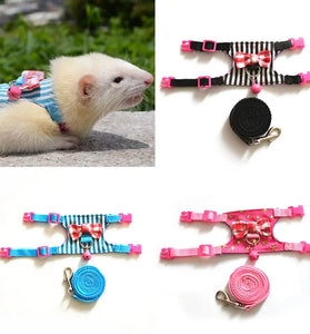 Stripe Pet Chest Strap Harness and Leash Set for Small Pets