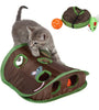 Cute Cat Interactive Hide & Seek Game - 9-Hole Tunnel Mouse Hunt Toy