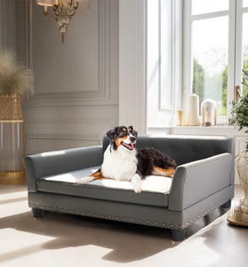 Luxurious Extra-Large Dog Sofa with Microfiber Leather, Snuggle Lounge, and Removable Cushion