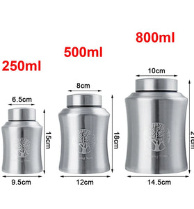 Pet Memorial Urn - Stainless Steel Cremation Jar for Pet & Human Ashes, 250/500/800ml Storage Casket
