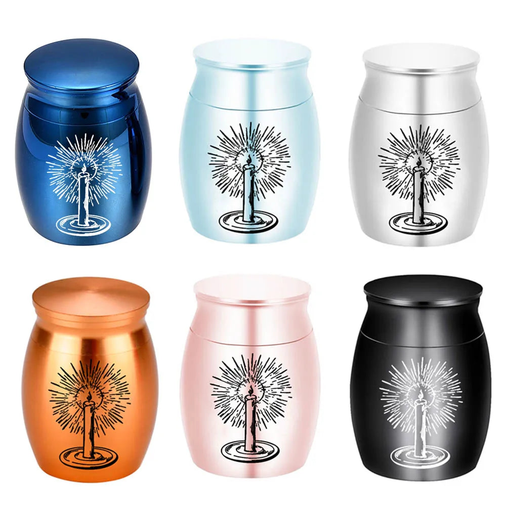 Small Cremation Urn for Ashes - Mini Keepsake Urn with Carved Candle Pattern, Memorial Ashes Holder