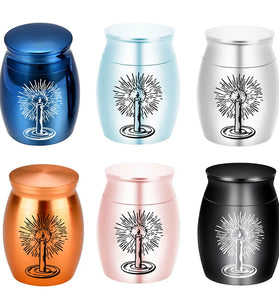 Small Cremation Urn for Ashes - Mini Keepsake Urn with Carved Candle Pattern, Memorial Ashes Holder