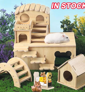 Wooden Hamster Nest with Stair Platform & Climbing Ladder