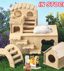 Wooden Hamster Nest with Stair Platform & Climbing Ladder