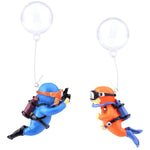 2-Pack Floating Diver Aquarium Ornaments (Orange & Blue)