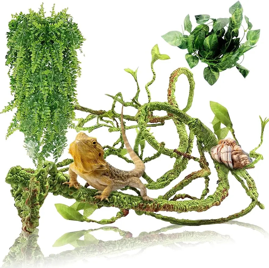Flexible Plastic Leaves – Bendable Jungle Vine for Reptile Terrarium Decor