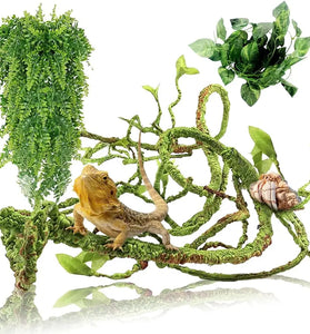 Flexible Plastic Leaves – Bendable Jungle Vine for Reptile Terrarium Decor