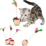 Sisal Scratching Ball Cat Toy - Interactive Training Toy with Feather