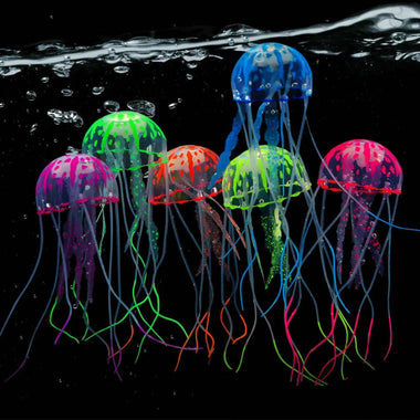 Colorful Glowing Jellyfish Aquarium Decor - Silicone Submarine Ornament