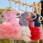 Dog Summer Dress & Cat Lace Skirt - Cute Stripe Princess Apparel for Chihuahua & Puppies