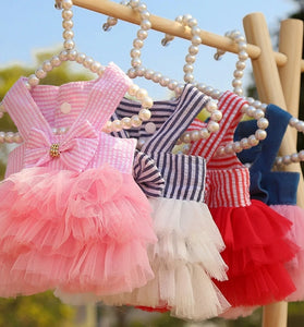 Dog Summer Dress & Cat Lace Skirt - Cute Stripe Princess Apparel for Chihuahua & Puppies