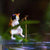 Fishing Cat Aquarium Statue