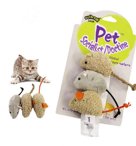 3Pcs Plush Simulation Mouse Cat Toy - Bite-Resistant & Interactive