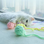 MADDEN Colorful Yarn Balls with Bell - Interactive Cat Chew Toy