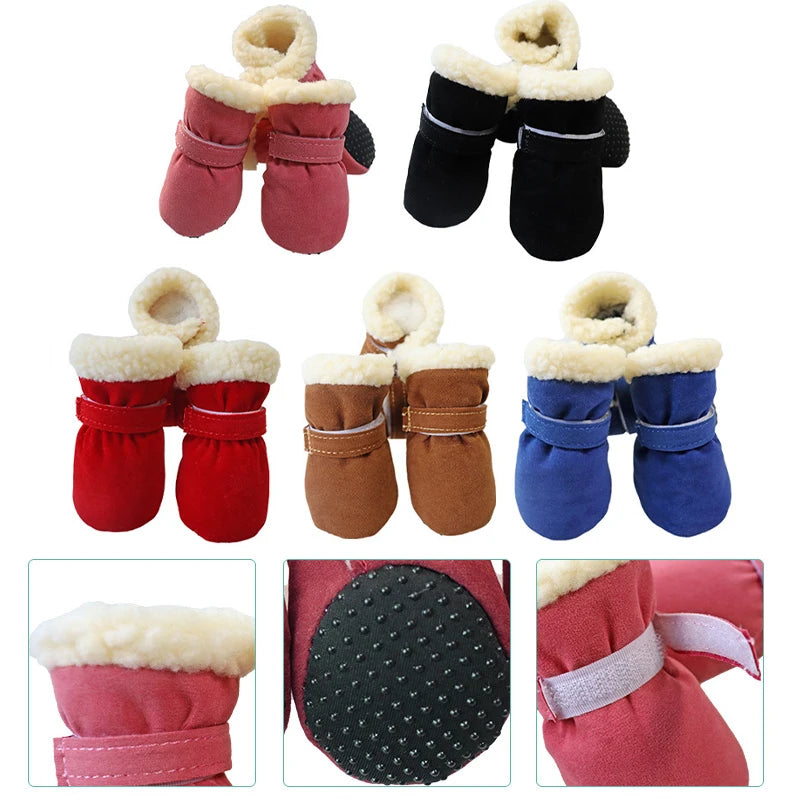 4pcs Waterproof Winter Dog Shoes - Warm Boots for Small & Medium Dogs, Chihuahua, Yorkshire