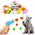 Plush Ball Shooting Gun - Interactive Cat Toy with Mini Pompom Launcher