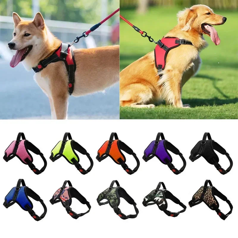 Adjustable Reflective Dog Harness & Leash Set for Small & Large Dogs