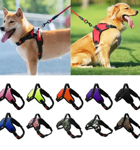 Adjustable Reflective Dog Harness & Leash Set for Small & Large Dogs