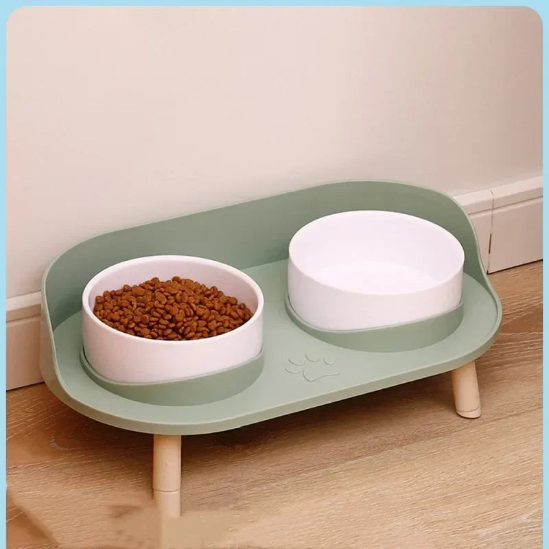 Adjustable Height Double Bowls Feeder for Cats & Dogs - Elevated Feeding Dish