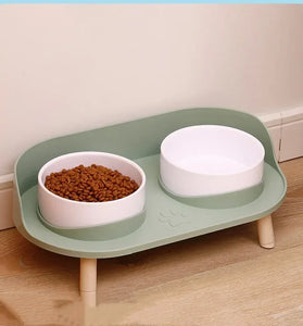 Adjustable Height Double Bowls Feeder for Cats & Dogs - Elevated Feeding Dish