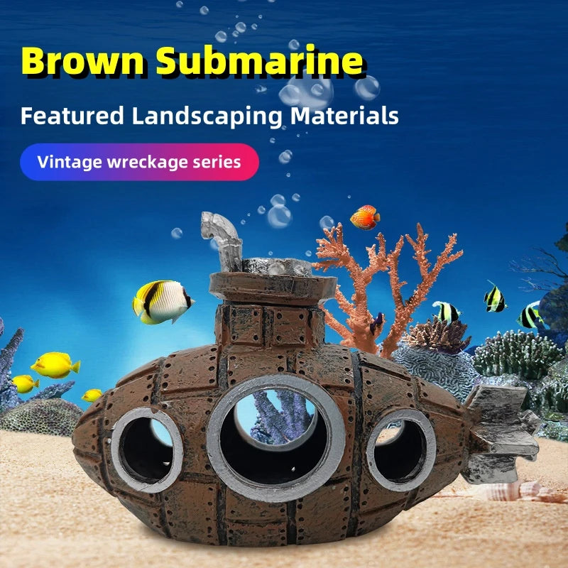 Resin Submarine Ornament - Fish & Shrimp Shelter Aquarium Decoration
