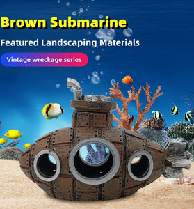 Resin Submarine Ornament - Fish & Shrimp Shelter Aquarium Decoration