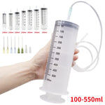 100-550ml Plastic Syringes with Tube & Tip Cap for Dispensing, Feeding, & Watering