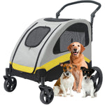 Ultra-Large Foldable Dog Stroller with 4 Wheels – Outdoor Pet Jogger Wagon for Medium and Large Dogs (Up to 121 lbs)