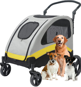 Ultra-Large Foldable Dog Stroller with 4 Wheels – Outdoor Pet Jogger Wagon for Medium and Large Dogs (Up to 121 lbs)