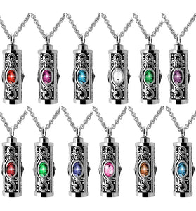 Crystal Cremation Urn Necklace - Stainless Steel Keepsake Pendant for Human Ashes with Flower Design
