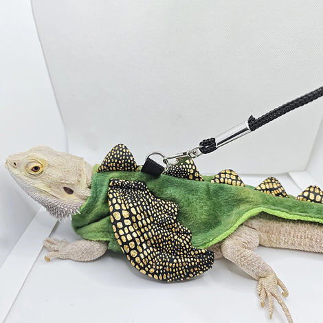 Adjustable Lizard Harness and Leash Set with Dinosaur Design for Reptiles