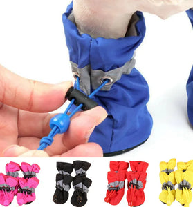 4pcs Waterproof Pet Dog Shoes, Anti-Slip Rain Boots for Small Dogs & Cats