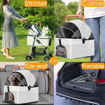 Dog Stroller with Foldable Design and Portable Food & Water Bowl Set