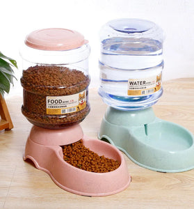 Automatic Dog & Cat Feeder with Water Bottle - Pet Feeding and Drinking Bowl